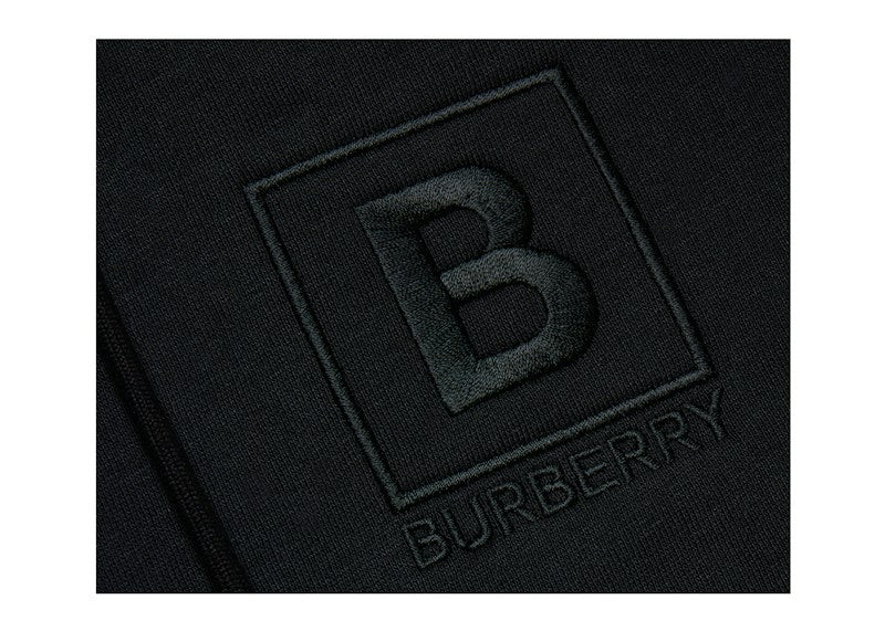 Burberry Letter Graphic Cotton Blend Zip Hoodie Black