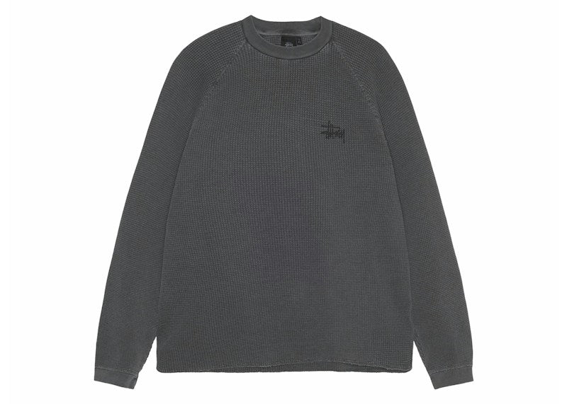 Stussy Raglan Thermal L/S Crew Washed Black