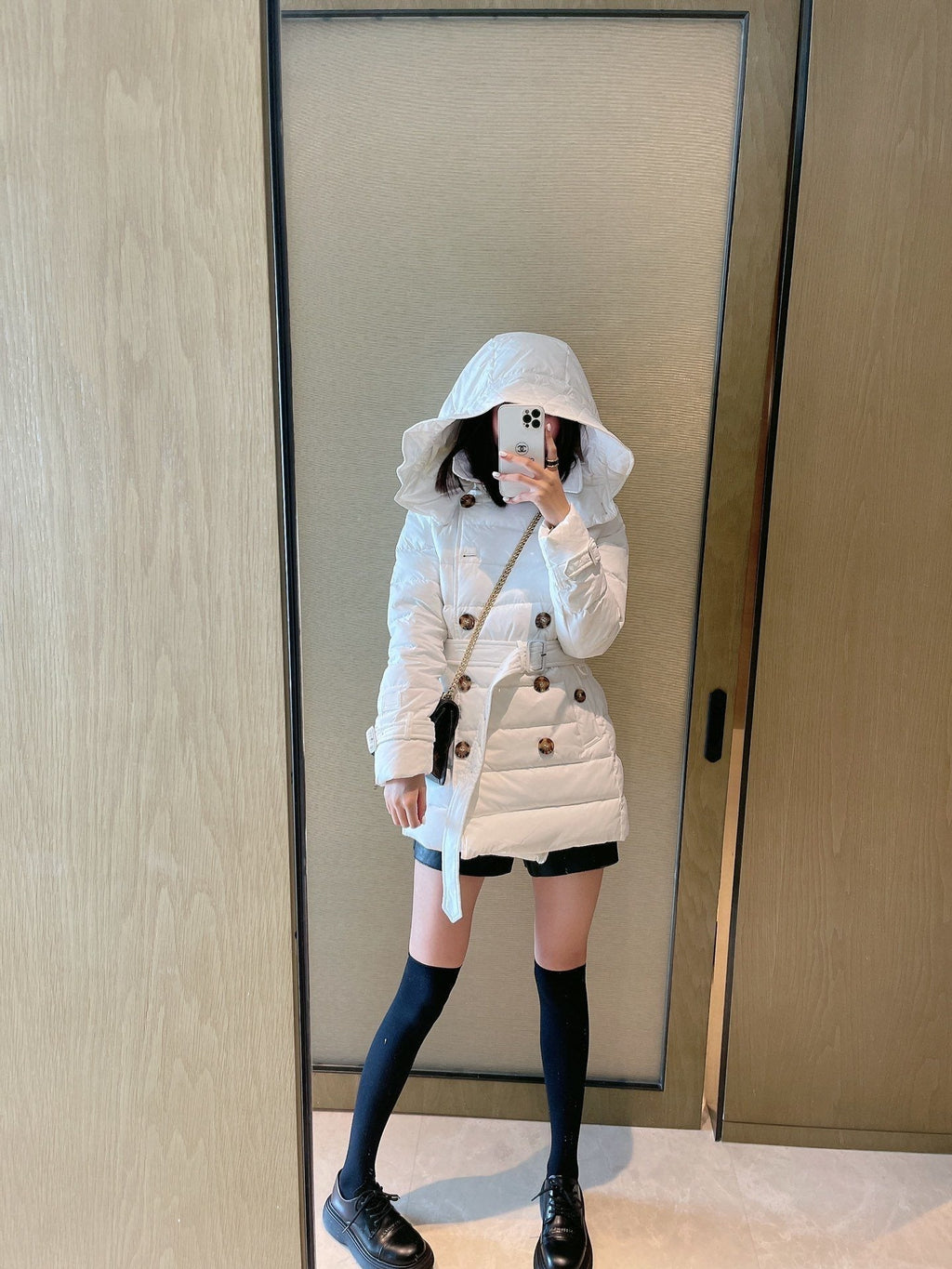 Burberry Belted Hooded Quilted Down Jacket — hero
