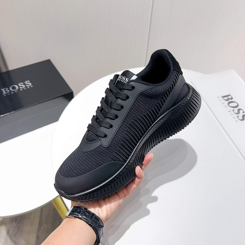Hugo Boss Black Knit Sneakers — side