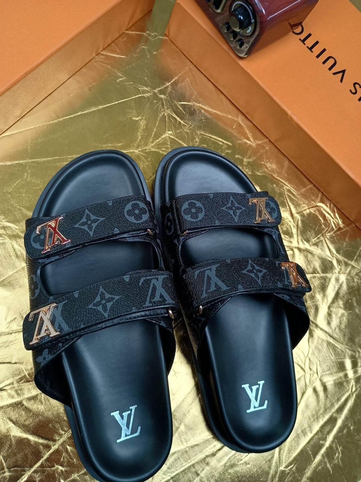 Louis Vuitton Monogram Double-Strap Slide Sandals — front