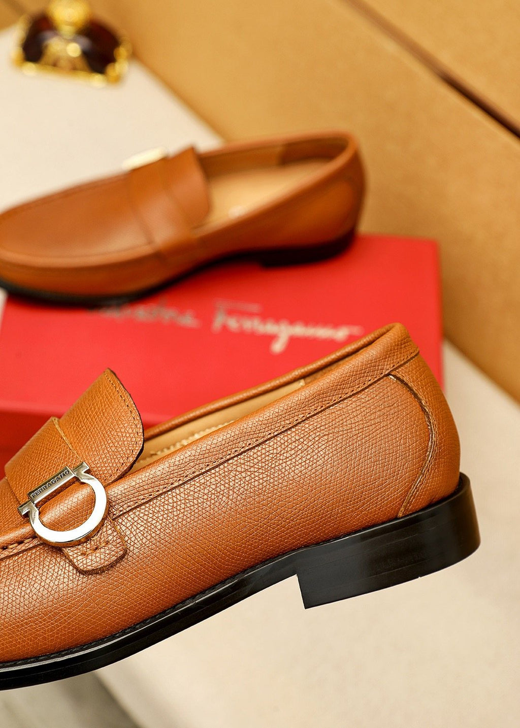 Ferragamo Buckle Leather Loafers — detail