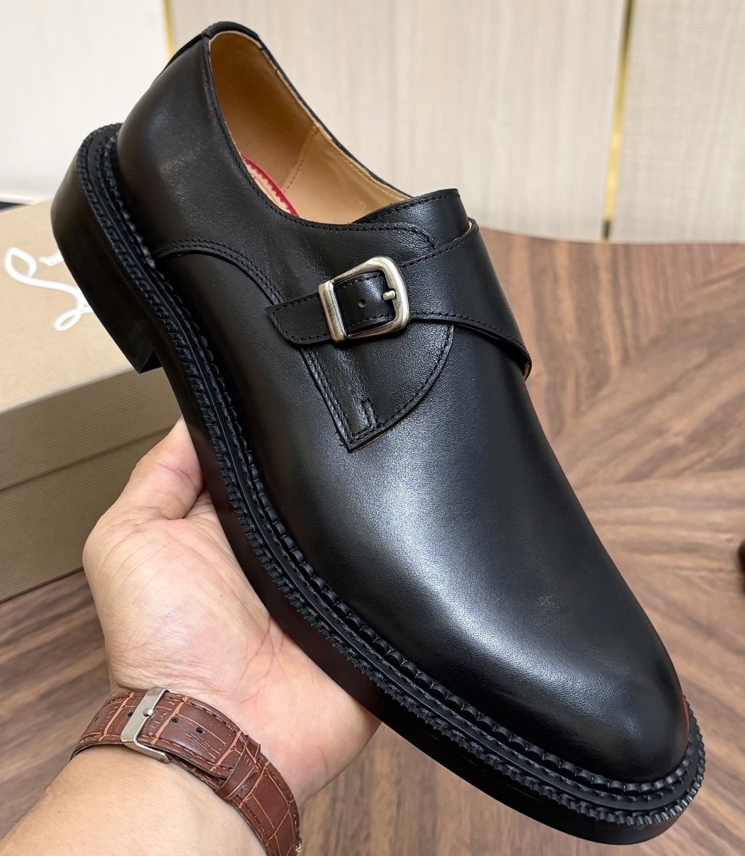 Black Buckle-Strap Slip-On Dress Shoes — hero