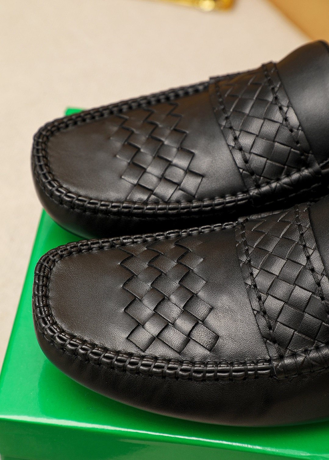 Bottega Veneta Black Woven Loafers — detail