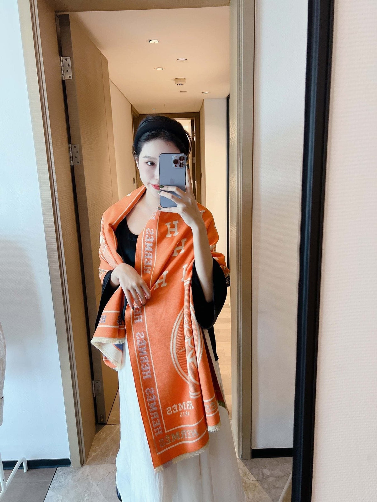 Hermès Equestrian Motif Scarf — model