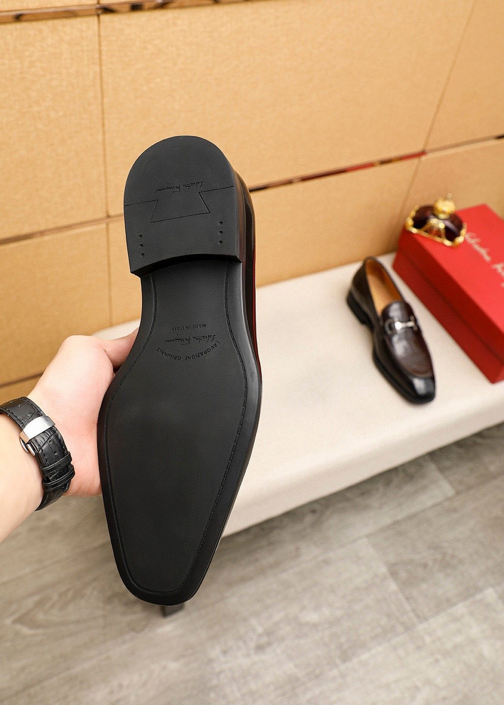 Ferragamo Embossed Bit Loafers — side