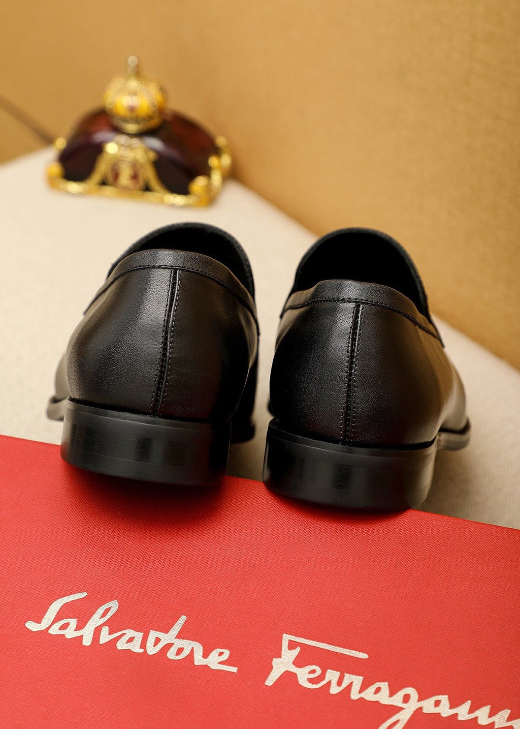 Ferragamo Black Bit Loafers — back