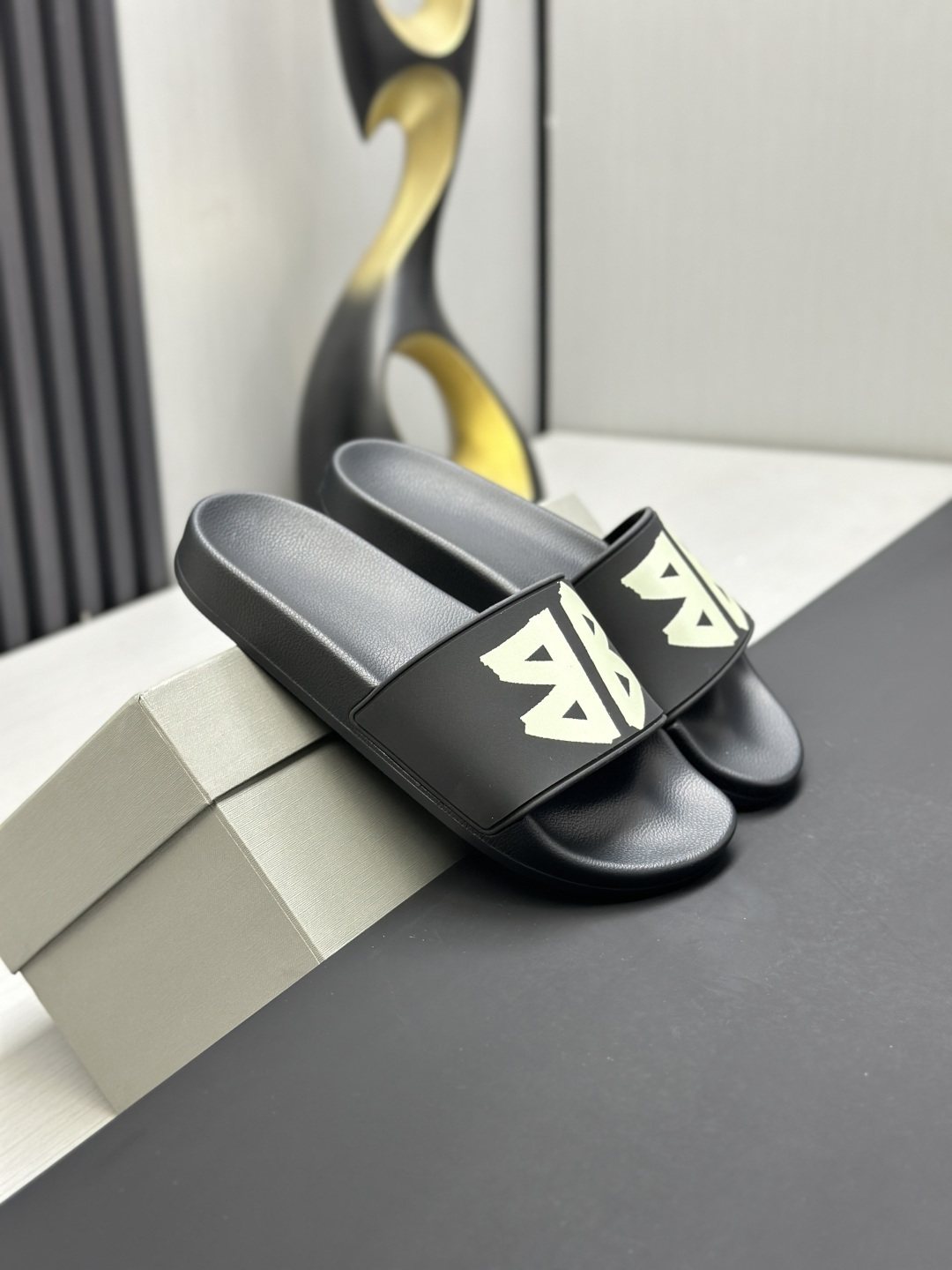 Balenciaga Logo Slide Sandals — front