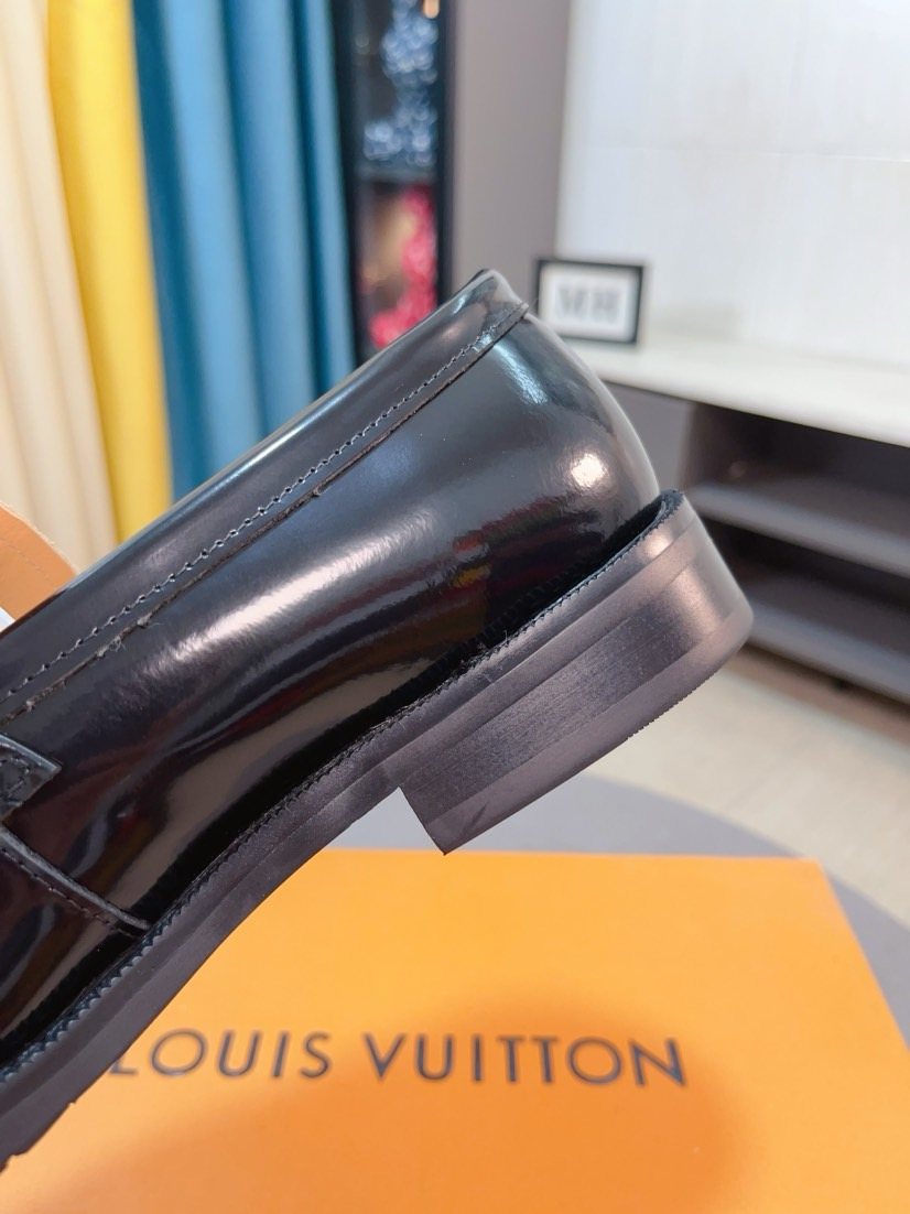 Louis Vuitton Black Buckle Loafers — side