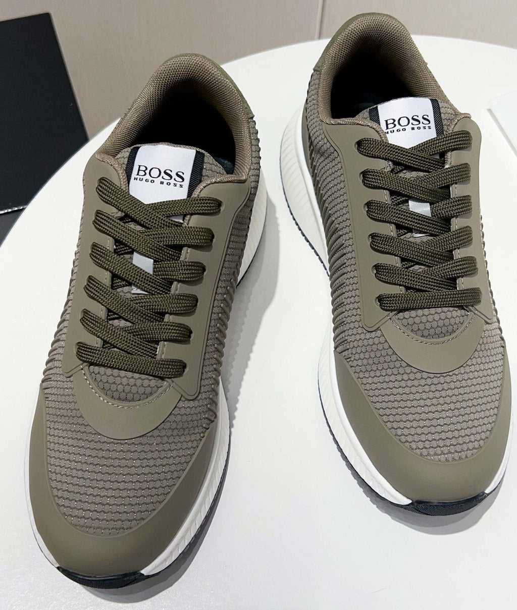 BOSS Knit Lace-Up Sneakers — front