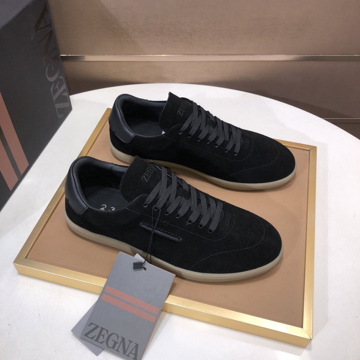 Zegna 232 Suede Low-Top Sneakers — front