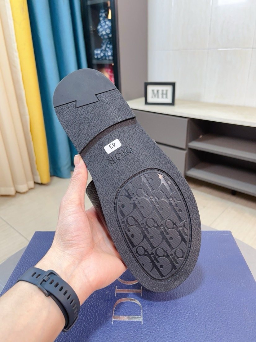 Dior Textured Buckle Slide Sandals — back