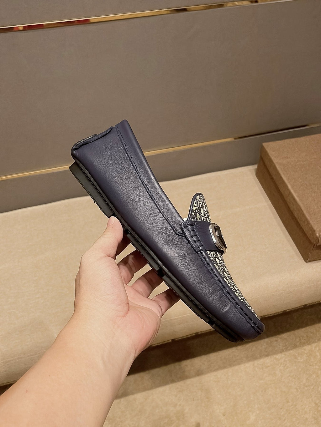 Dior Patterned Vamp Buckle Loafers — side