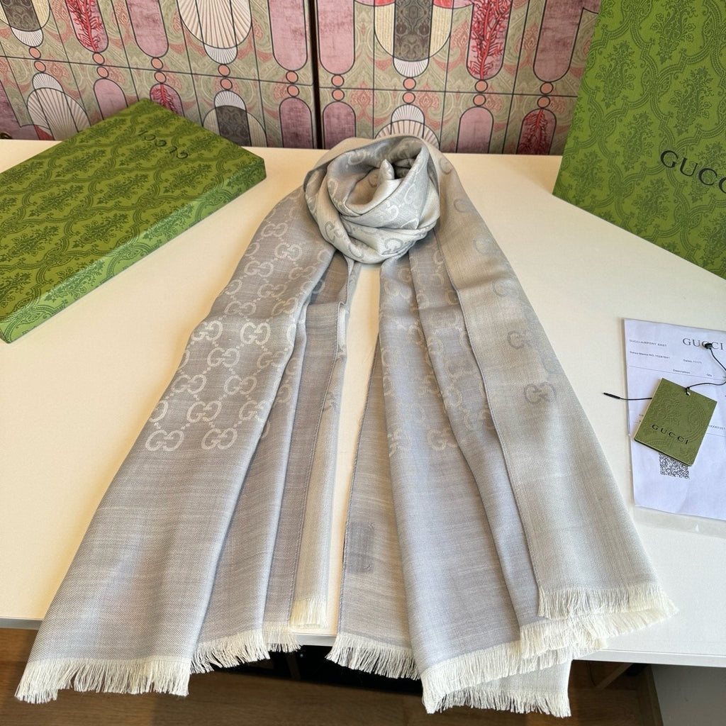 Gucci Reversible Monogram Fringe Scarf — hero