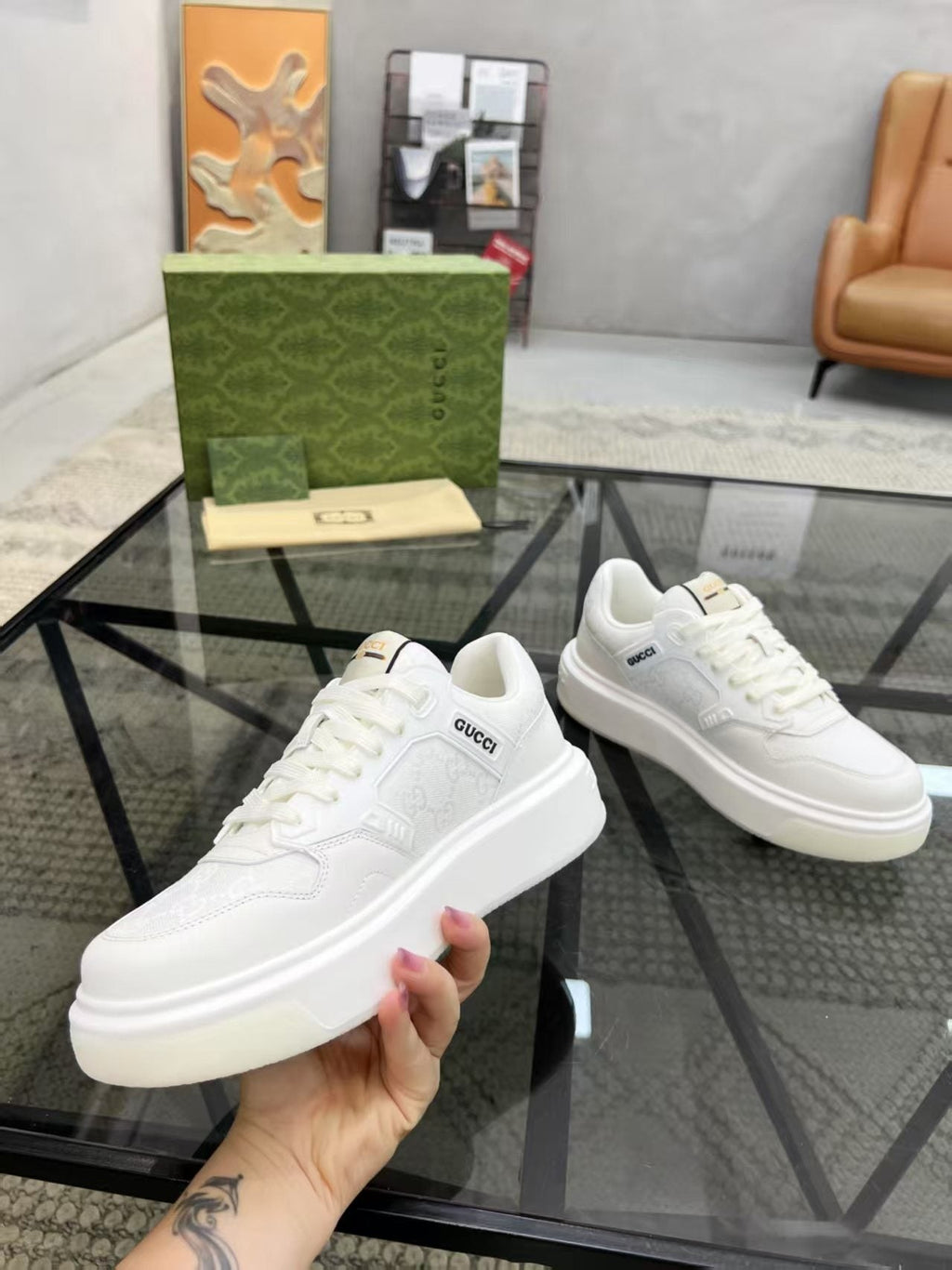 Gucci Monogram Low-Top Sneakers — side
