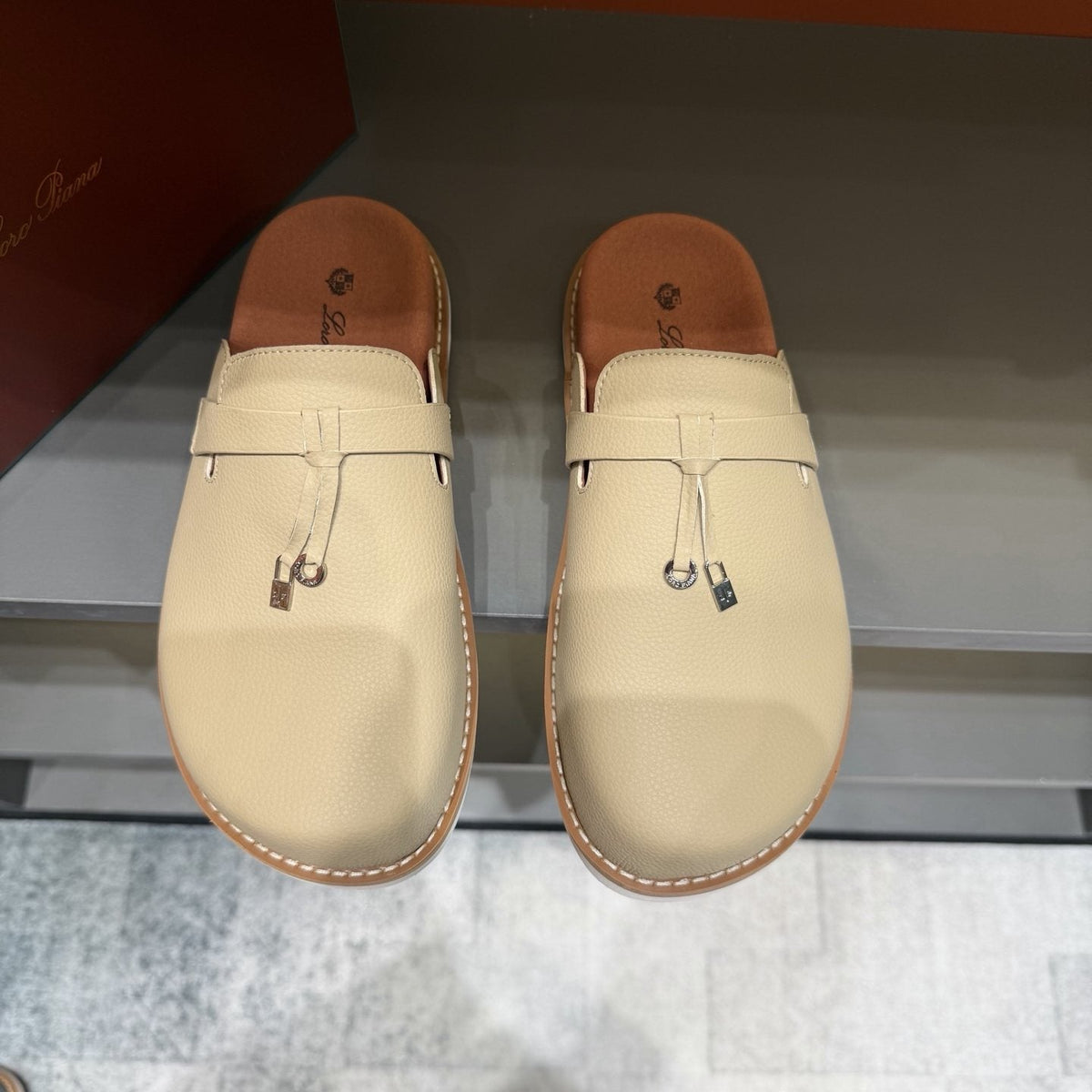 Textured Loafer Mule Shoes — front