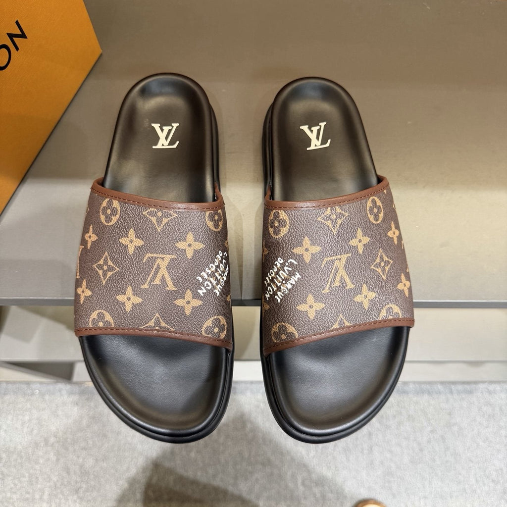 Louis Vuitton Monogram Slide Sandals — front