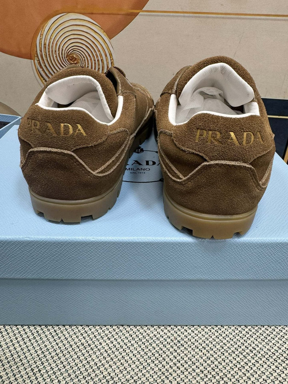Prada Triangle Logo Low-Top Sneakers — back