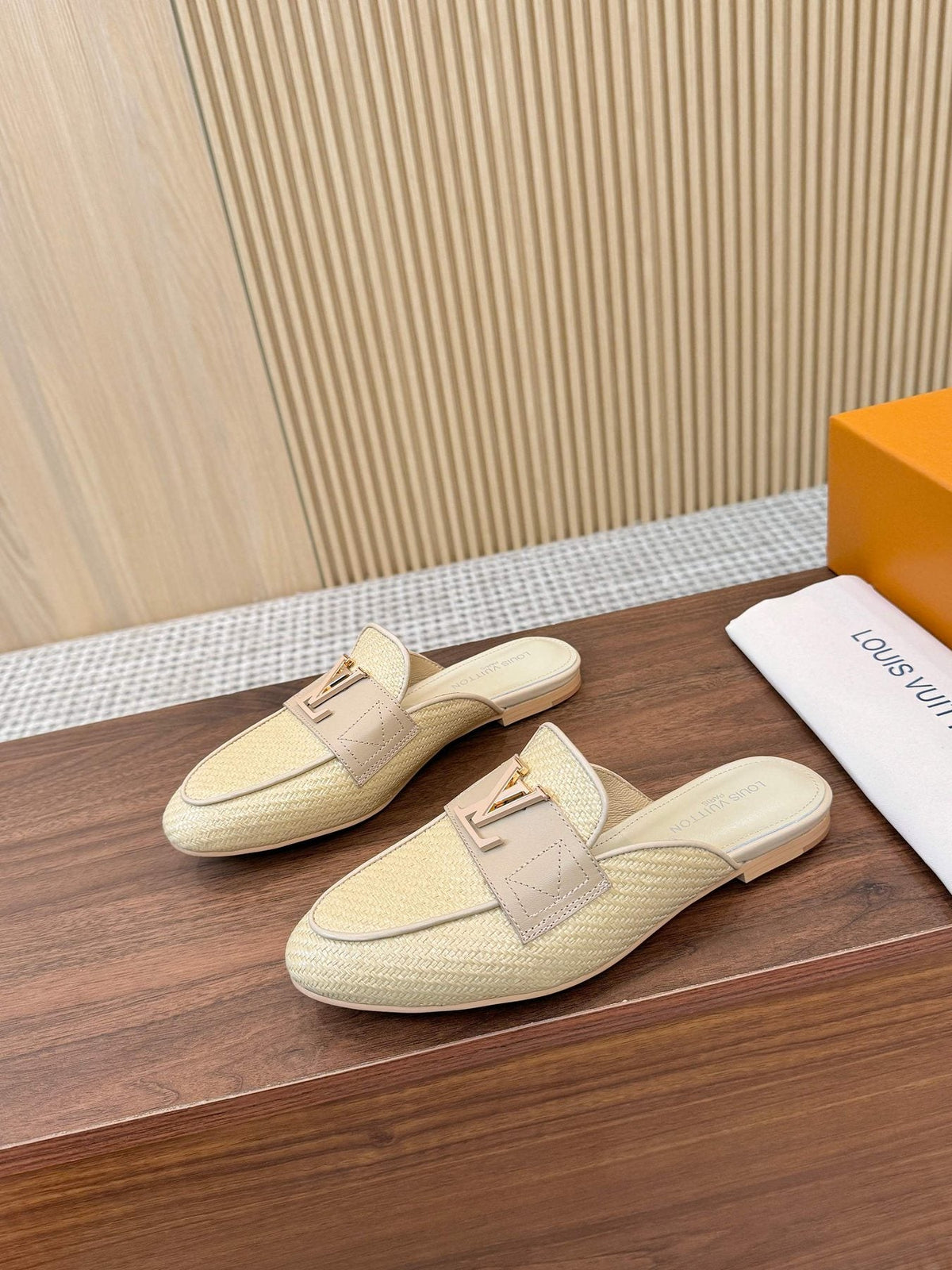 Louis Vuitton Woven Mule Sandals — front