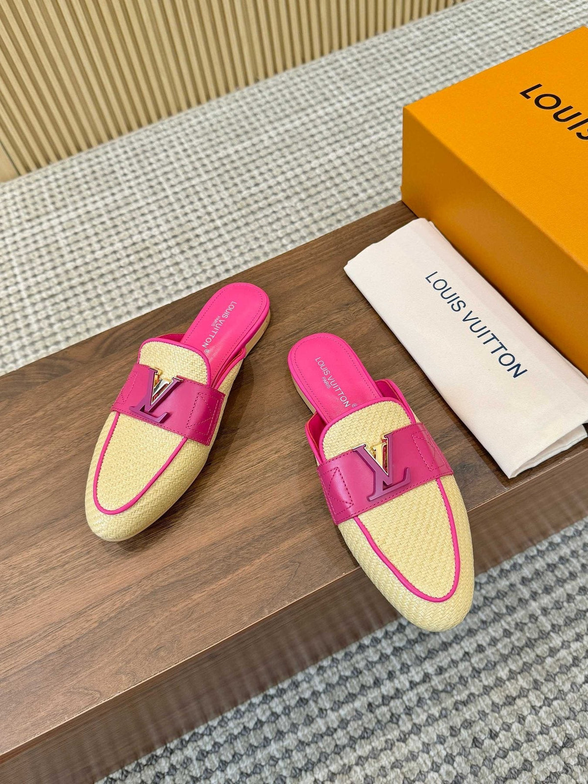 Louis Vuitton Woven Mule Sandals — front