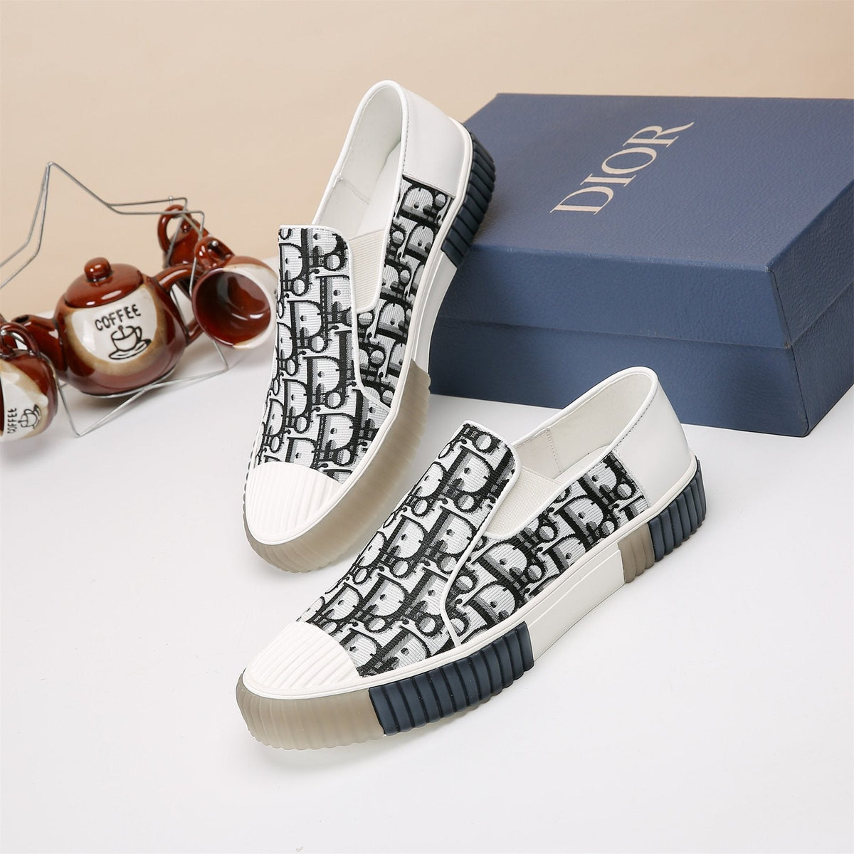 Dior Patterned Slip-On Sneakers — front
