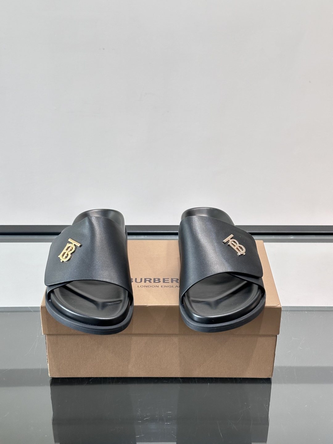 Burberry Crossed-Upper Slide Sandals — front