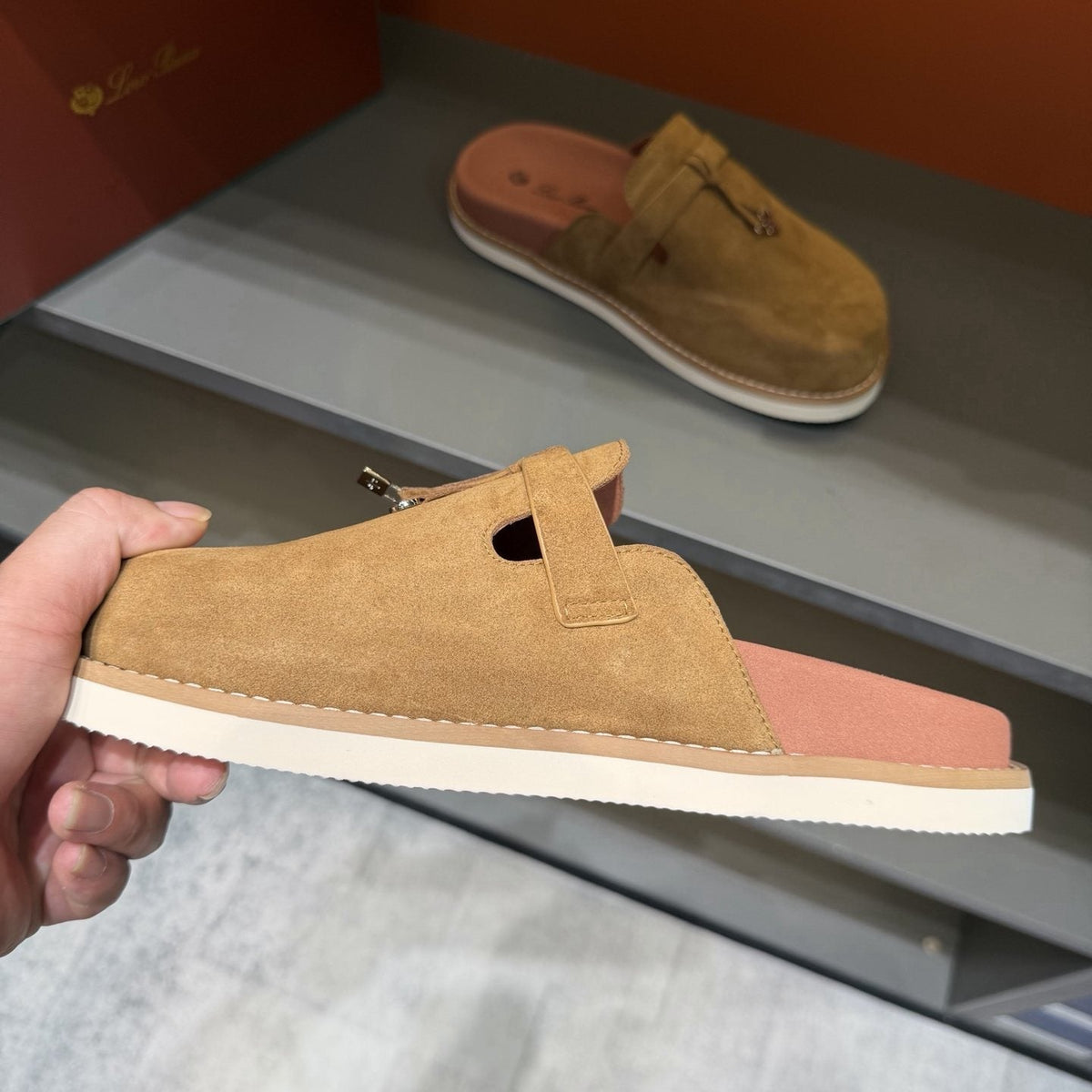 Camel Tan Backless Mule Loafers — front