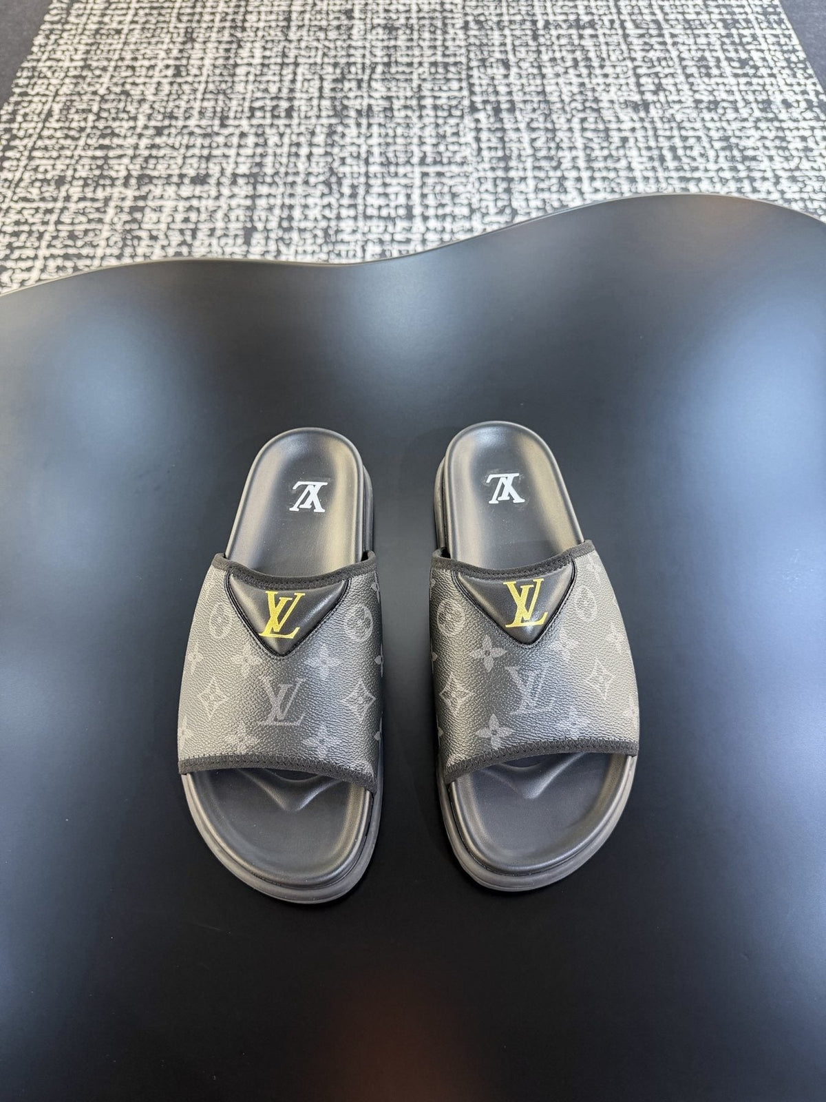 Louis Vuitton Monogram V Slide Sandals — front