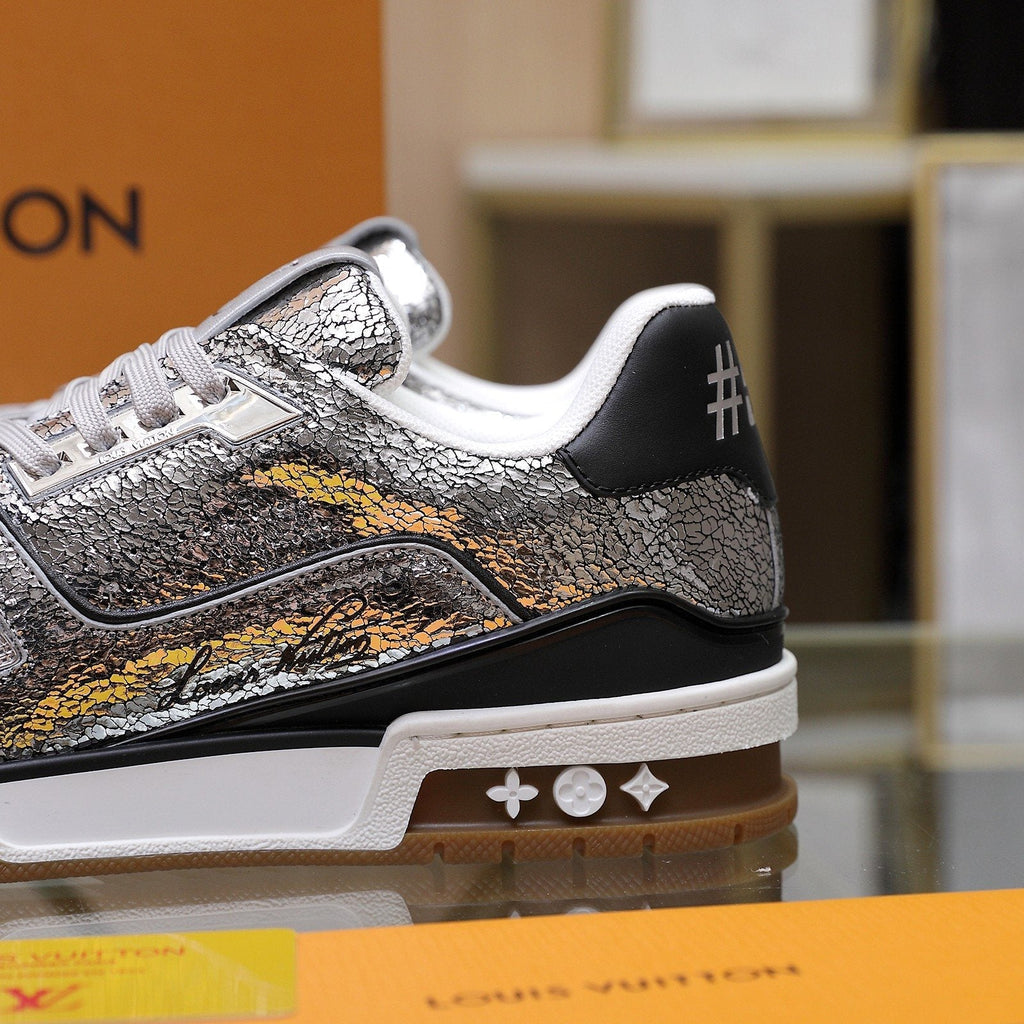 Louis Vuitton Metallic Crackle Low-Top Sneakers — detail