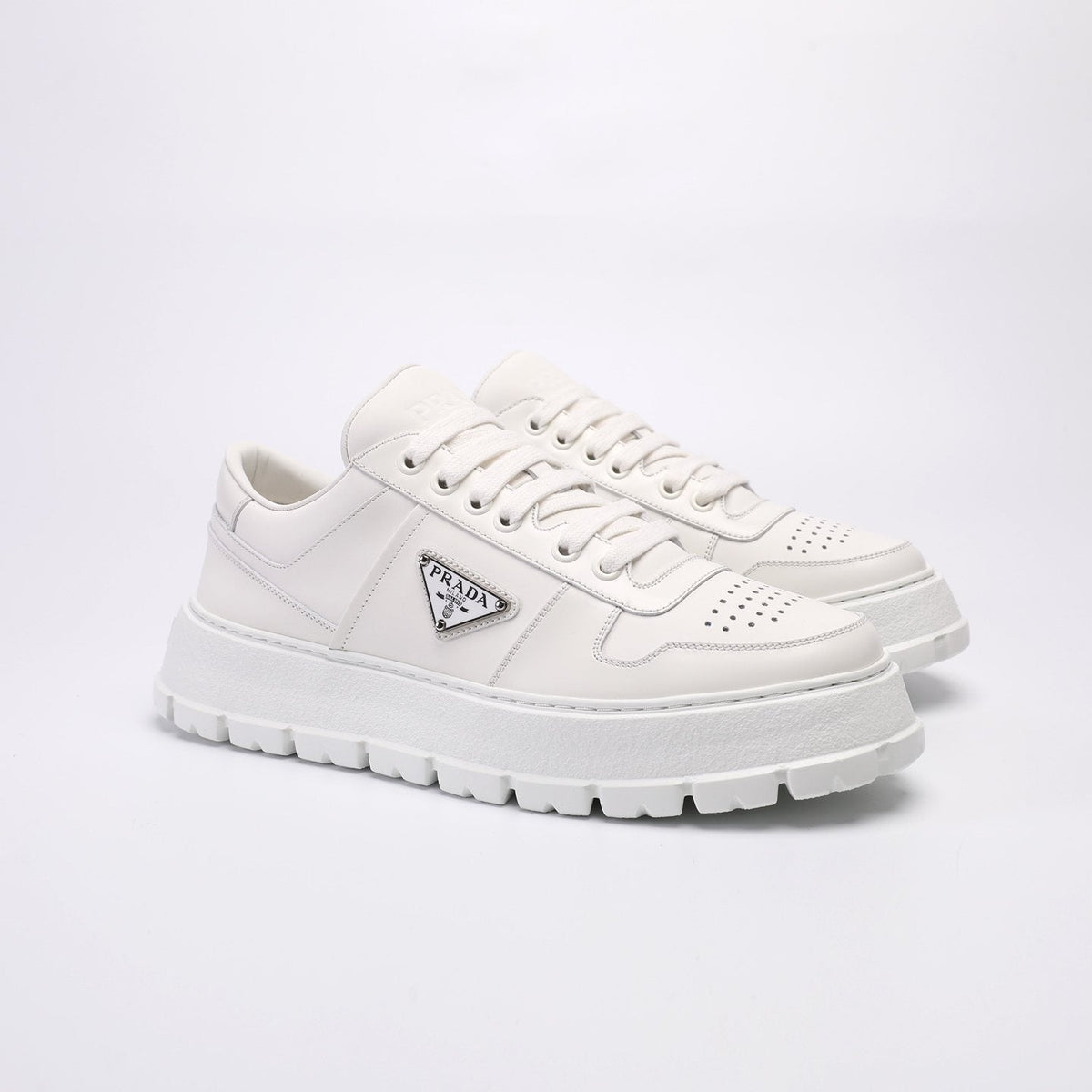 PRADA Triangle Plaque Low-Top Sneakers — front
