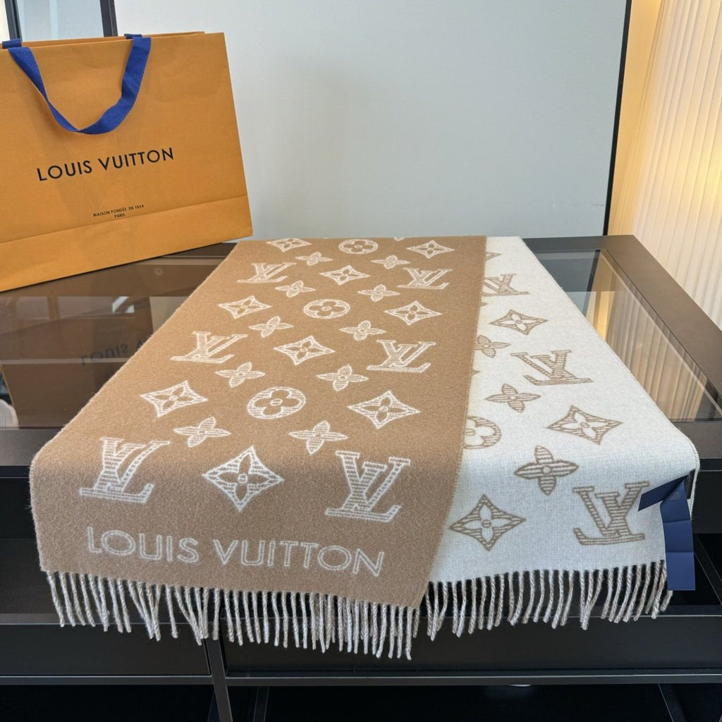 Louis Vuitton Reversible Fringed Scarf — front