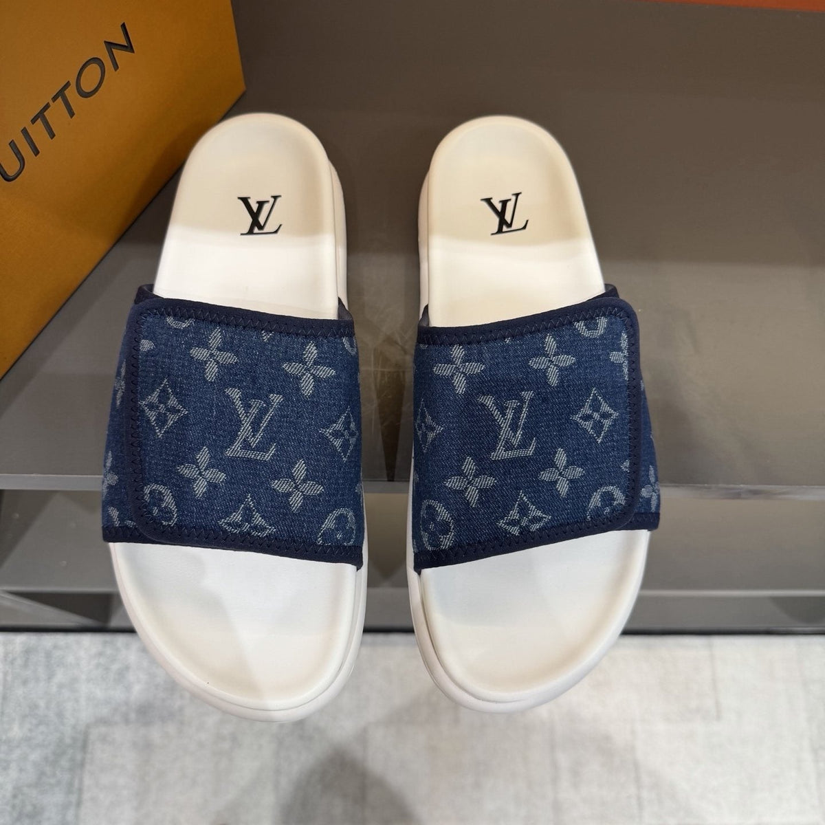 Louis Vuitton Monogram-Patterned Slide Sandals — front