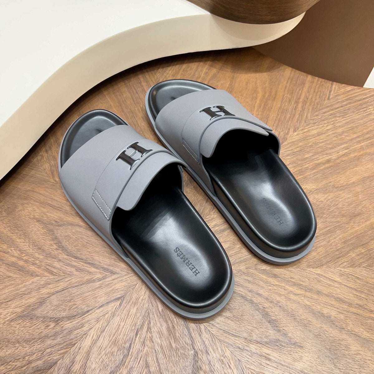 Hermès Men’s H-Embellished Slide Sandals — front