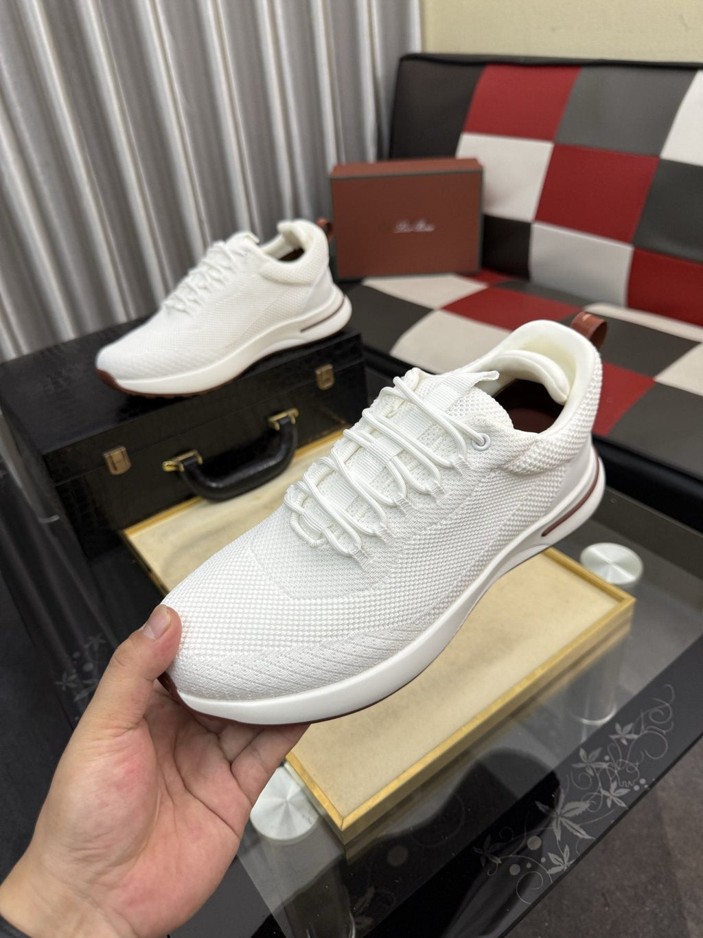 Knit Lace-Up Sneakers — model