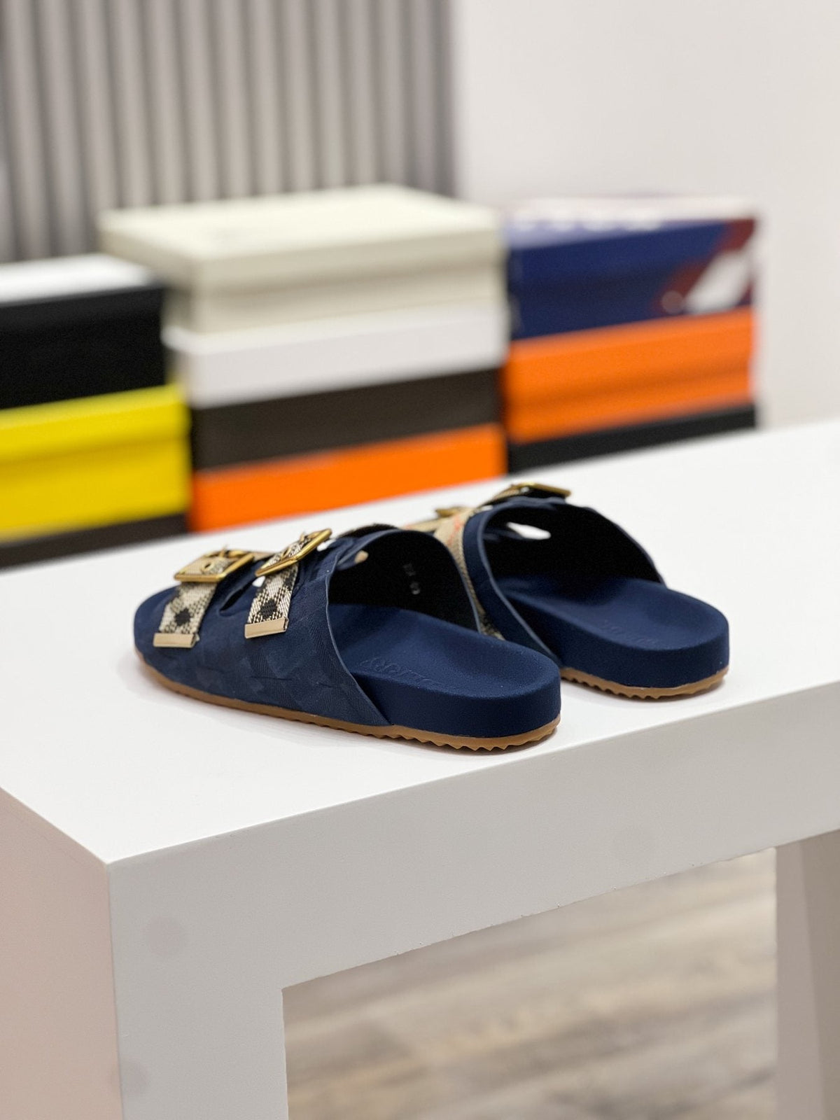 Burberry Check Strap Slide Sandals — side