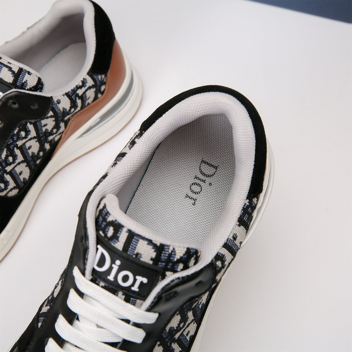 Dior White, Black & Tan Low-Top Sneakers — back