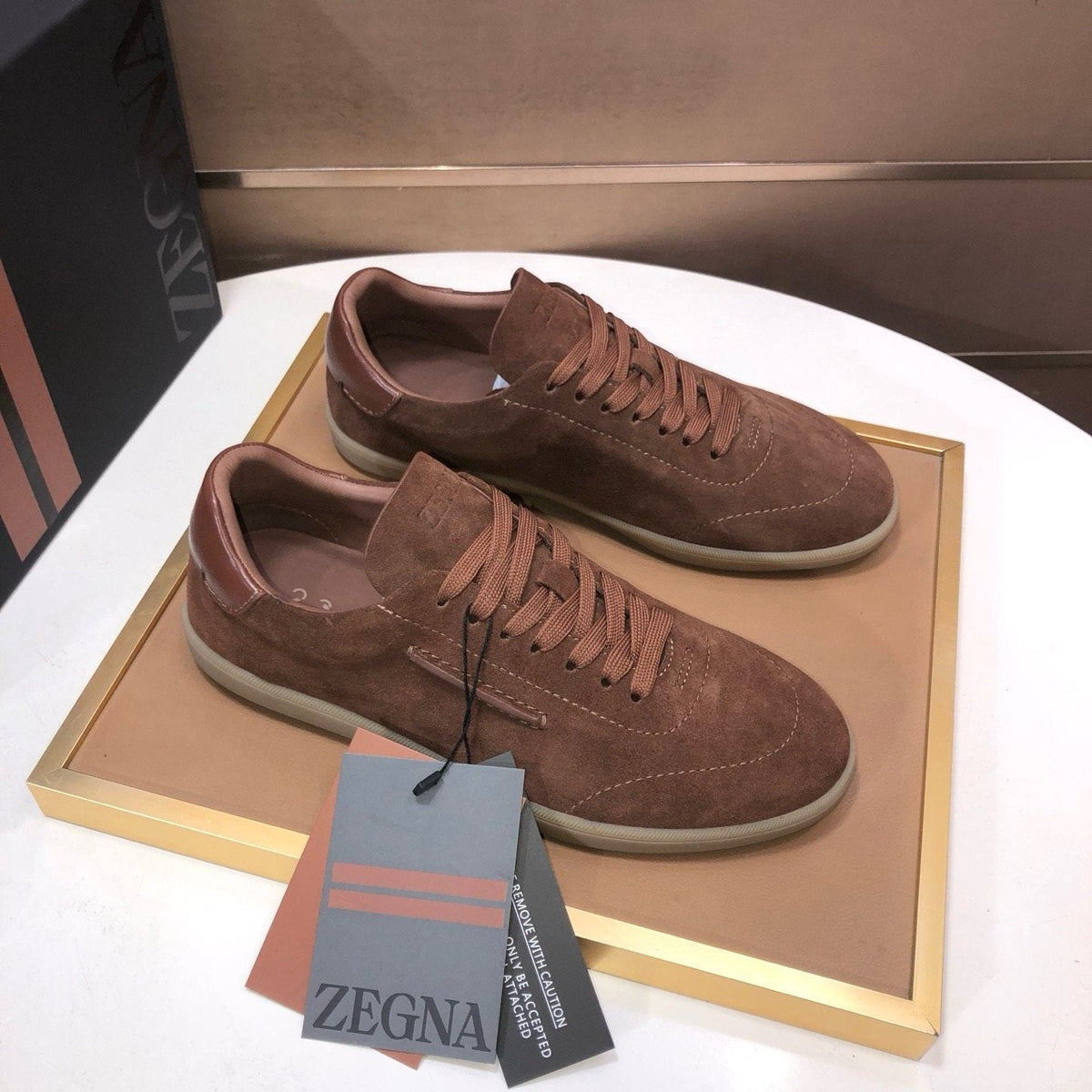 Zegna 232 Suede Low-Top Sneakers — front