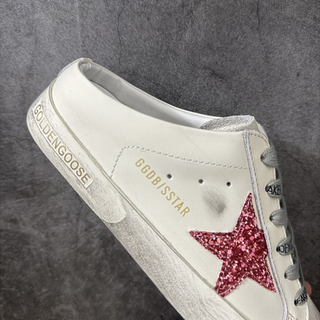 Golden Goose Pink Glitter Star Low-Top Sneakers — detail