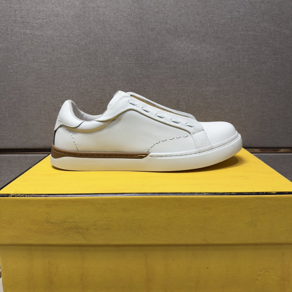 Fendi Brown-Gold Accent Slip-On Sneakers — hero