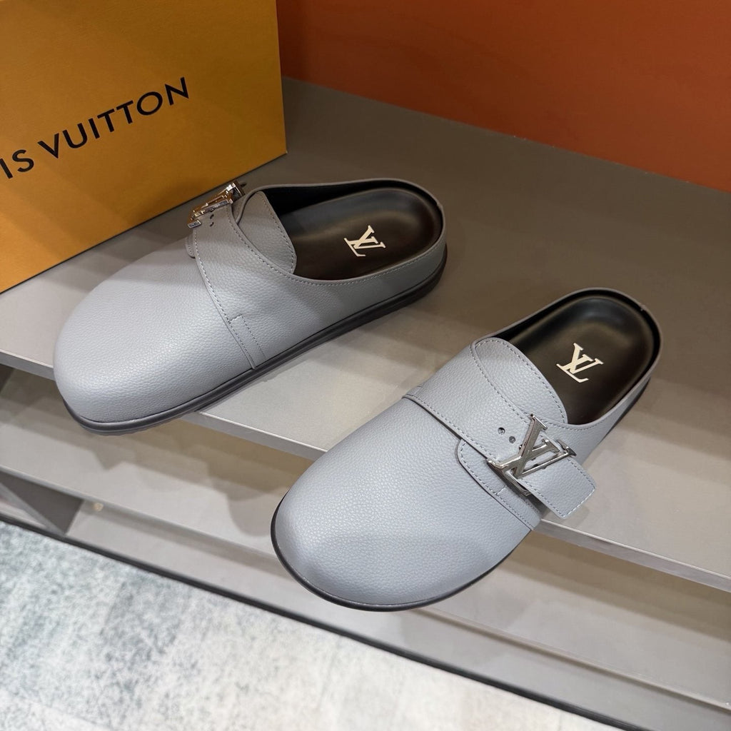 Louis Vuitton Buckled Monogram Mule Shoes — front
