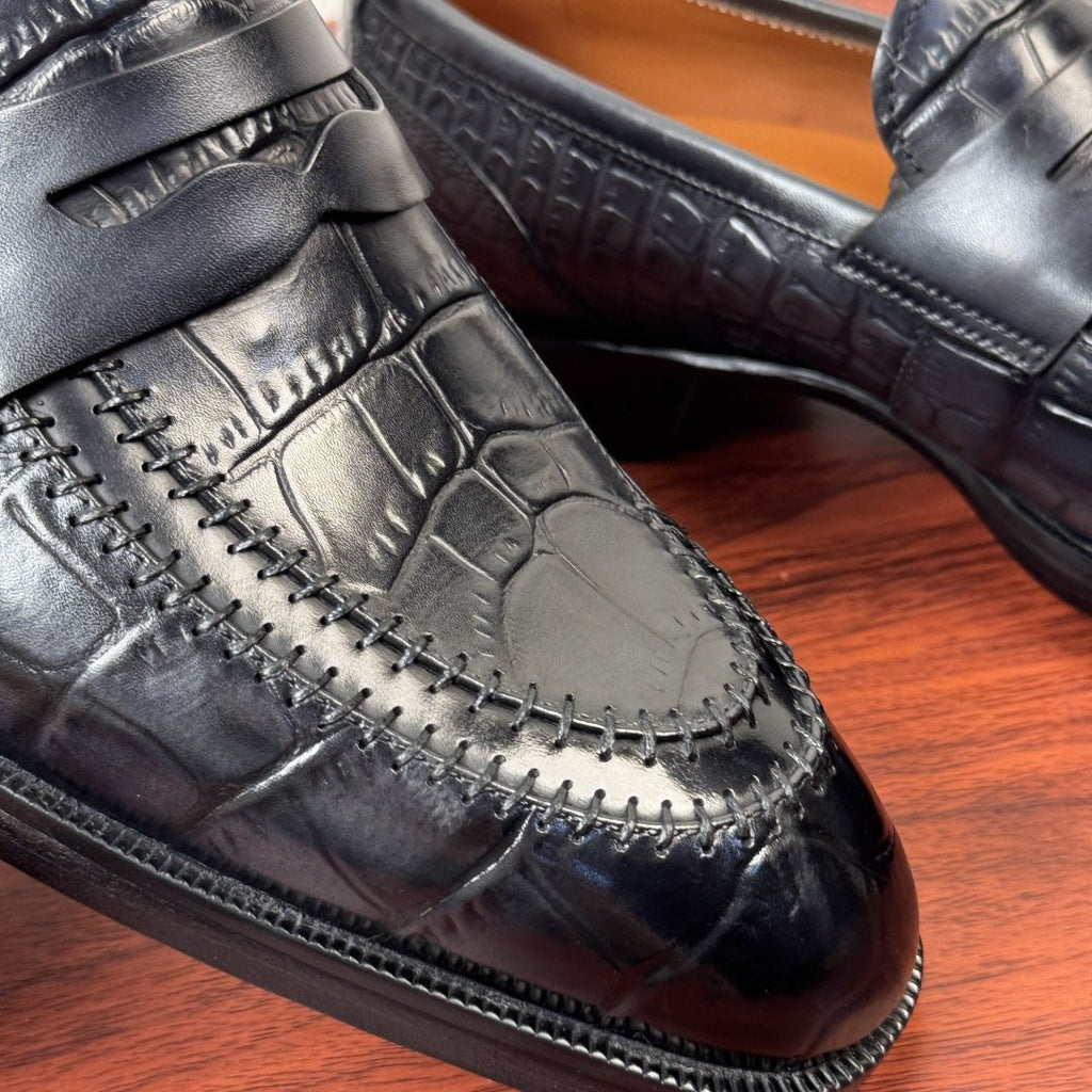 Berluti Embossed Burnished Loafers — detail
