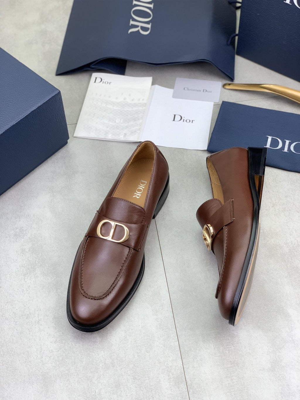 Dior Brown Buckle Loafers — front