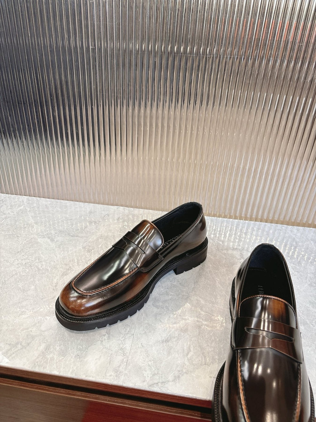 Ferragamo Black Leather Loafers — front