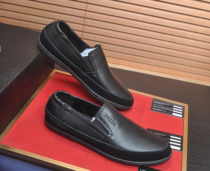 Prada Men’s Smooth Slip-On Shoes — front