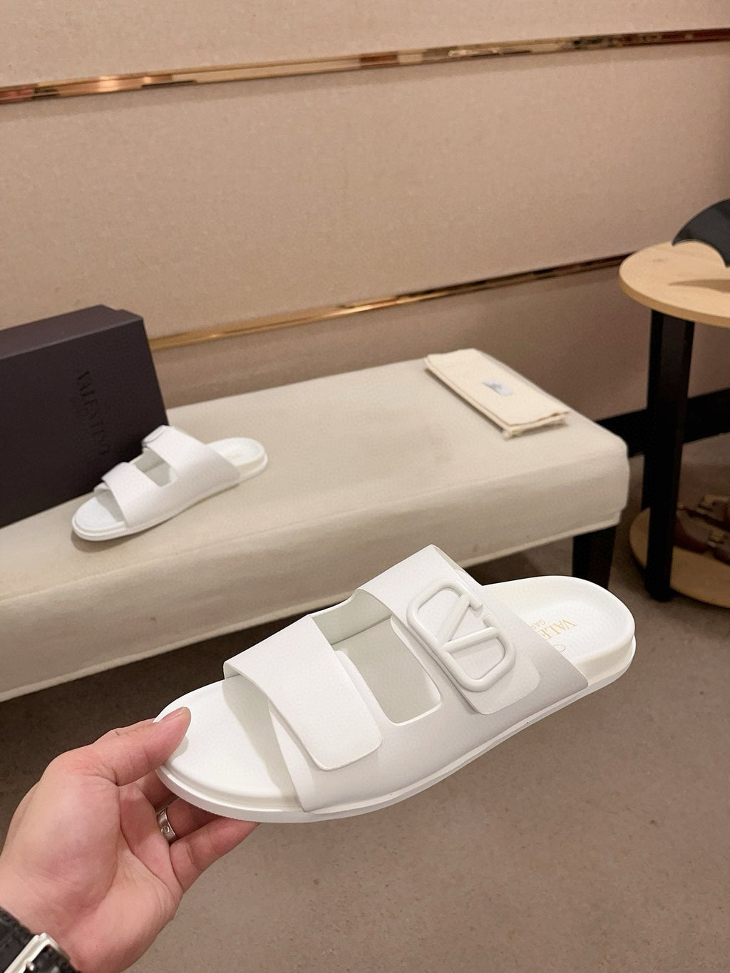 Valentino V Logo Slide Sandals — side