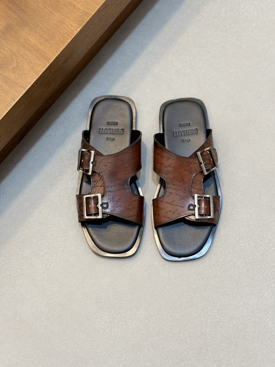 Berluti Double-Buckle Slide Sandals — front