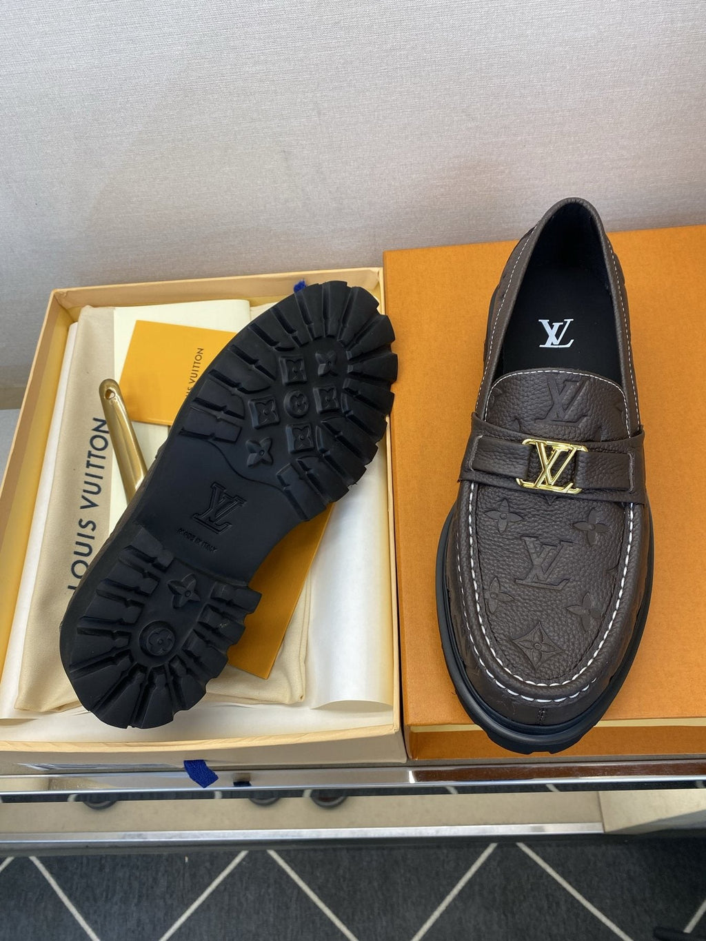 Louis Vuitton Metal Hardware Loafers — front