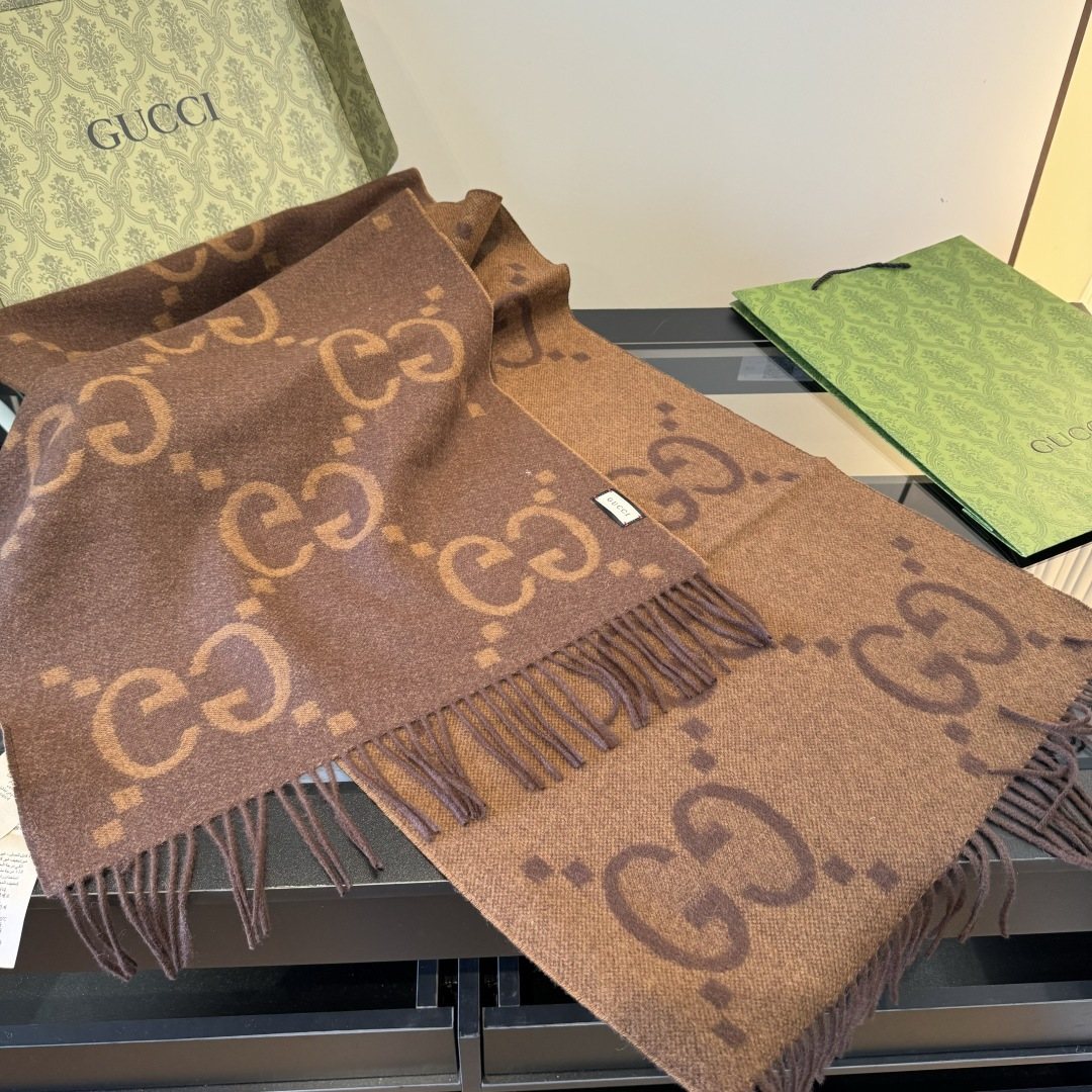 Gucci Reversible GG Fringed Scarf — front