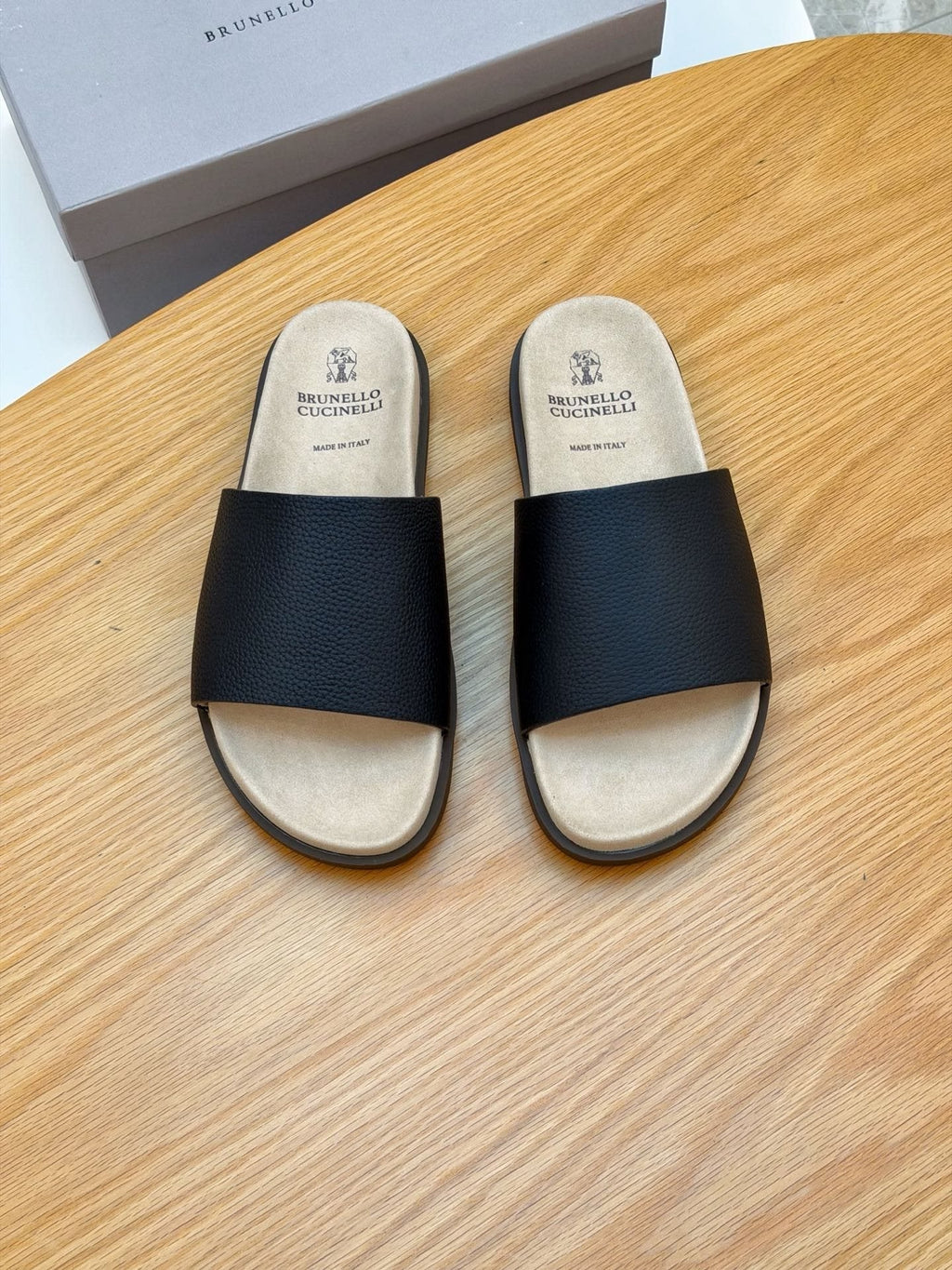 Brunello Cucinelli Textured Strap Slide Sandals — hero