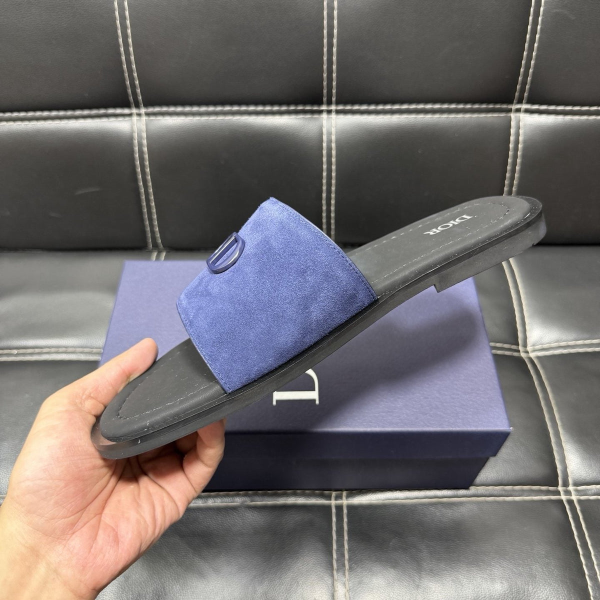 Dior Emblem Strap Slide Sandals — detail